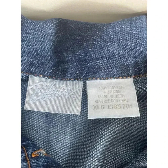 Vintage 90’s Blair Blue Denim Embroidered Floral Jean Shacket Top Plus Size XL - Picture 7 of 9